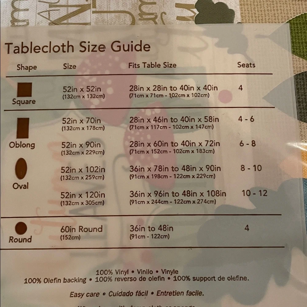 Autumn Harvest Vinyl Tablecloth Set 52 X 70 Oblong